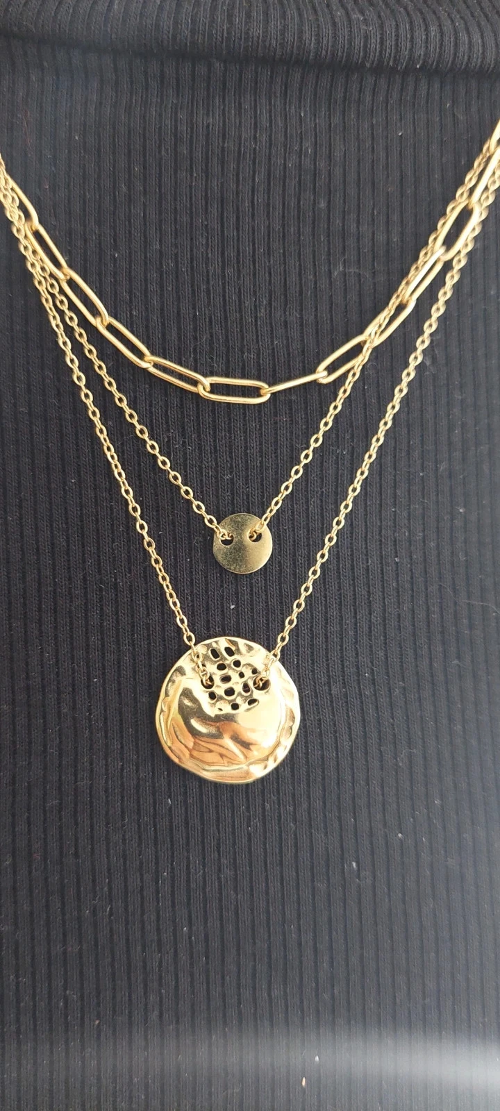 Collier multi-rangs doré en acier inoxydable - Style Créateur – photo 2